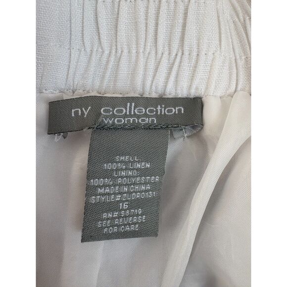 NY Collection 100% Linen White Crop Pants Size 16 Boho Lagenlook Minimalist - Picture 8 of 12